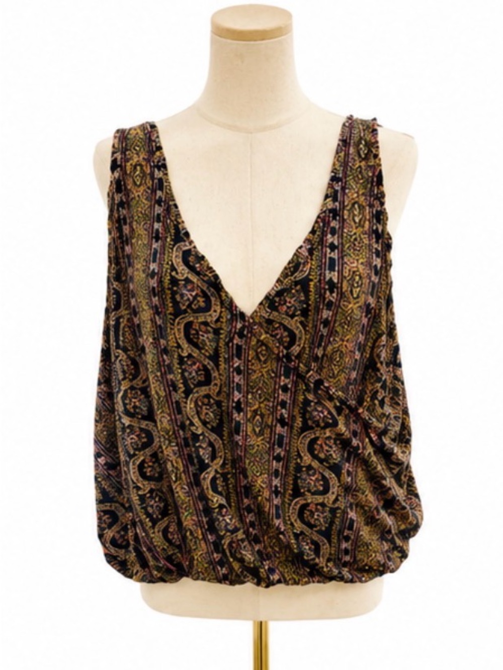 We The Free by Free People Boho Surplice Sleeveless Tank Paisley Print Medium